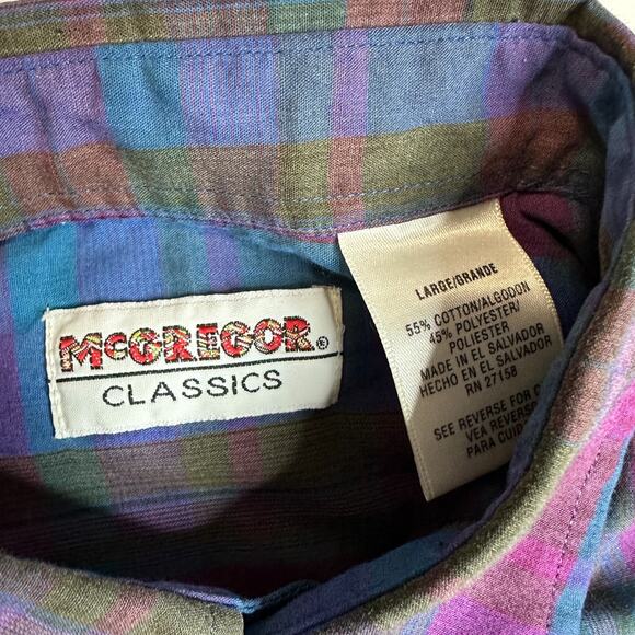 McGregor Classics Vintage Long Sleeve Button Down Shirt Mens Large Striped - Picture 7 of 7